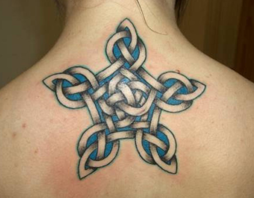Blue knot Tattoo On Back-TB1021