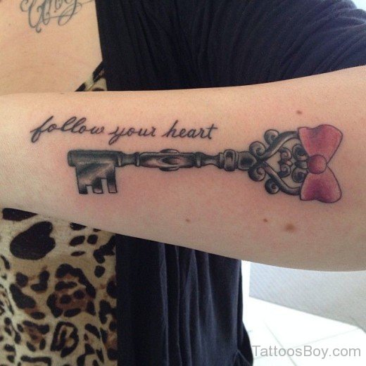 Bow And Key Tattoo On Arm-TB1022