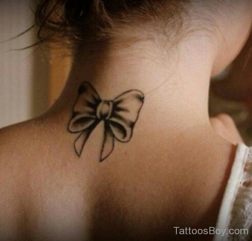 Bow Tattoo On Nape-TB0119