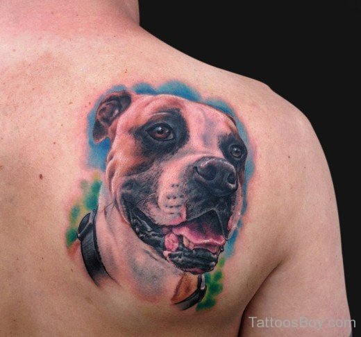 Boxer Dog Tattoo On Back-TB1022