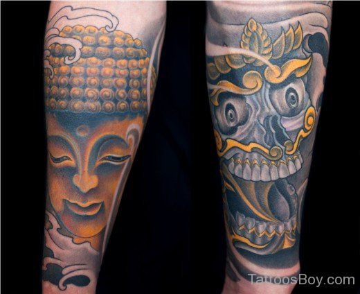 Buddha And Tibetan Skull Ttattoo-TB110