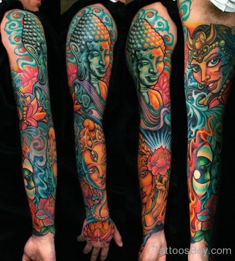 Buddha Tattoo On Full Sleeve-Tb1021