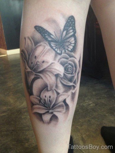 Butterfly And Flower Tattoo-TB1024