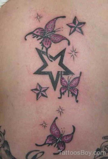 Butterfly And Star Tattoo-Tb112