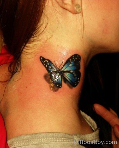 Butterfly Tattoo On Neck-TB1026