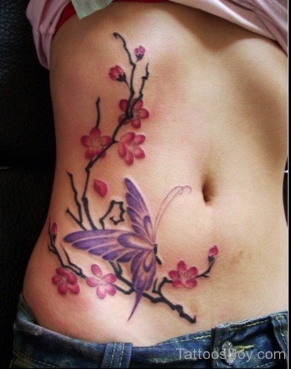 Butterfly Tattoo On Rib-TB1014