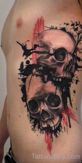 Candy Skull Tattoo  On Rib-TB1206