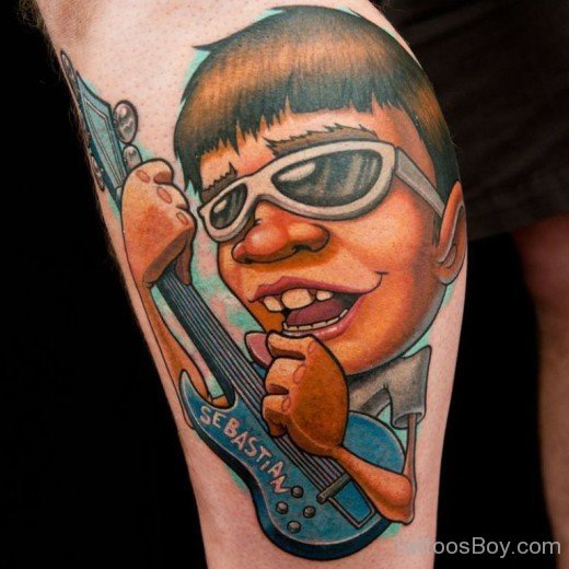 Cartoon Tattoo On Thigh