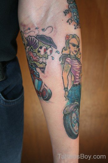 Cartoon Tattoo on Elbow-Tb1047