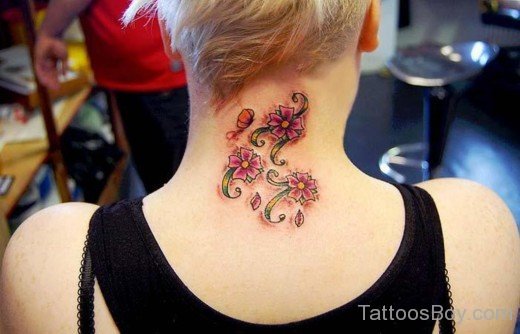 Chery Blossom Tattoo On Nape-TB1029