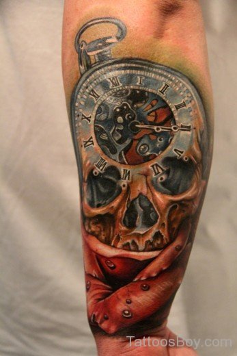 Clock And Skull Tattoo-TB1008