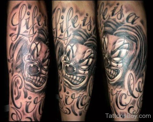 Clown And Wording Tattoo-TB1010