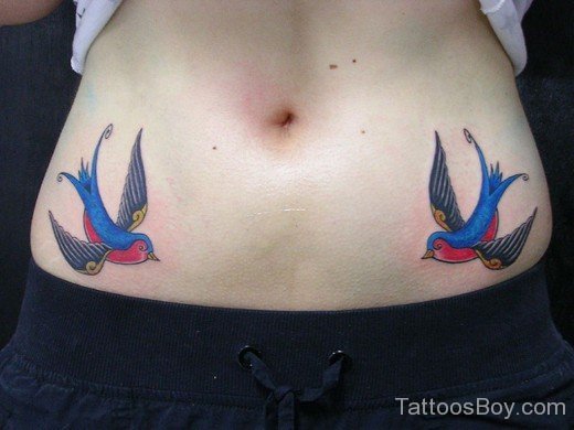 Colored Bird Tattoo On Waist-TB1028