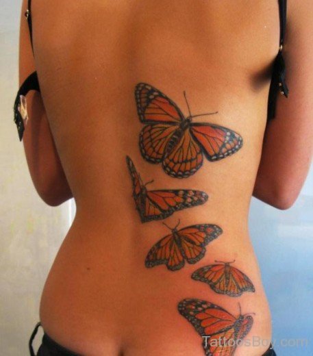 Colored Butterfly Tattoo On Back-TB1031