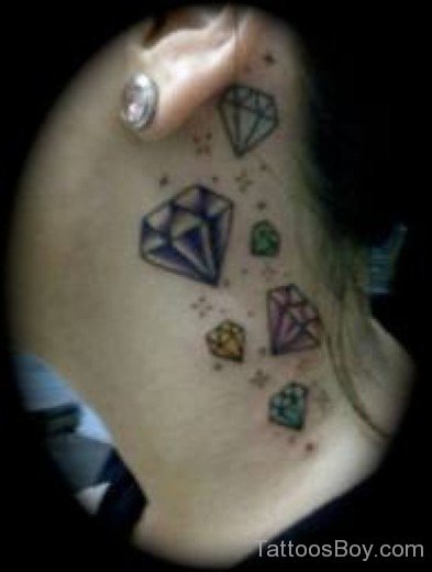 Colored Diamond Tattoo On Neck-TB1030