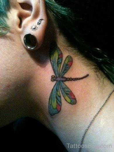 Dragonfly Tattoo On Neck-Tb1218