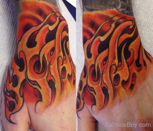 Colored Flame Tattoo On Hand-TB1027