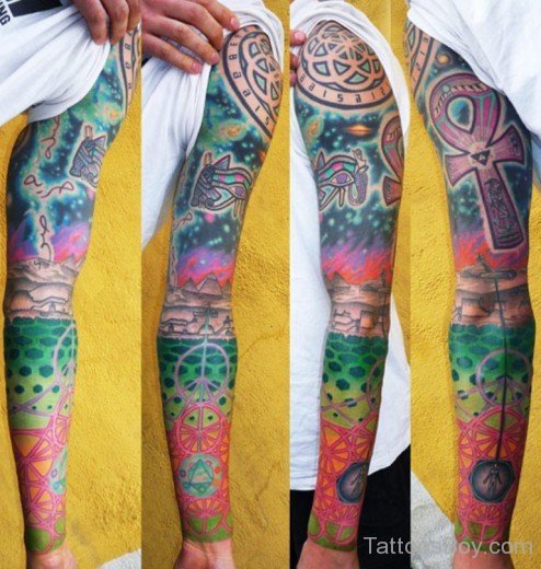 Colored Full Sleeve Tattoo-TB119