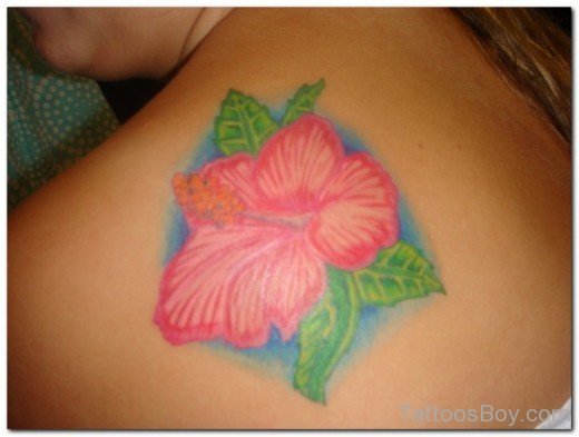 Colored Hibiscus Flower Tattoo-TB12032