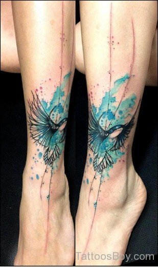 Colored Hummingbird Tattoo On Ankle-TB1040