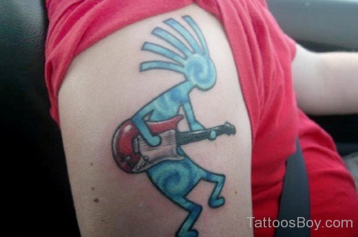 Colored Kokopelli Tattoo On BIcep-TB121