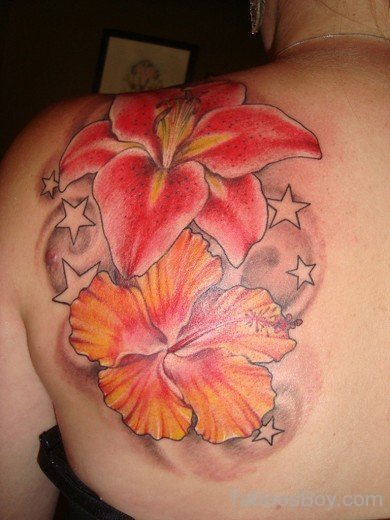 Colored Lily Tattoo Design-TB12033