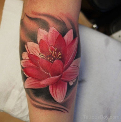 Colored Lotus Tattoo On Arm-TB1028