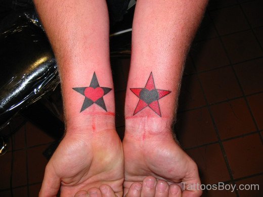 Colored Star Tattoo On Wrist-Tb117