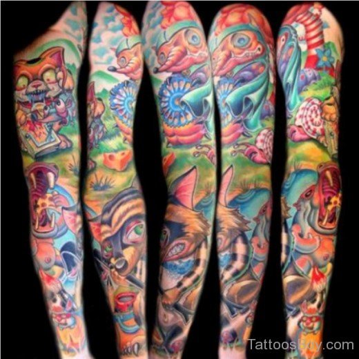 Cartoon Tattoo On Full Sleeve-Tb1075