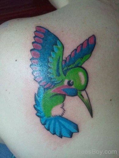 Colorful  Hummingbird Tattoo On Back 14-TB1043
