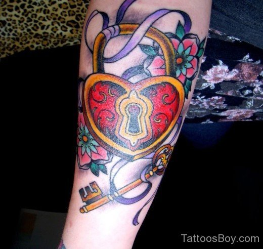 Colorful Lock And Key Tattoo-TB1030