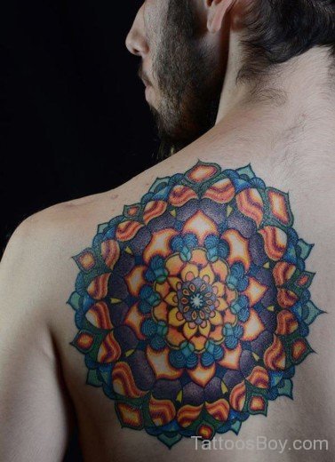 Colorful Mandala Tattoo On Back 1-TB1013