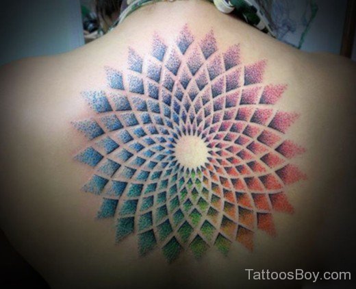 Colorful Mandala Tattoo On Back-TB1014