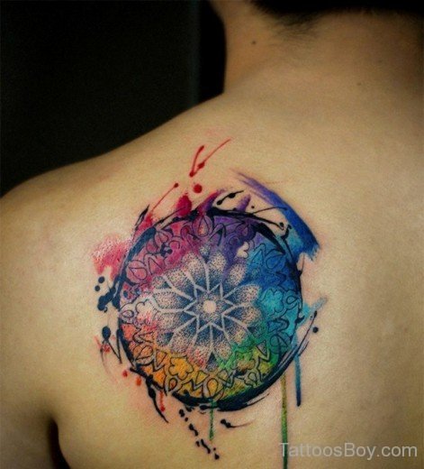 Colorful Mandala Tattoo On Back-TB112