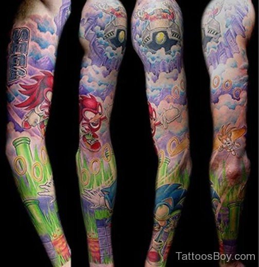 Colorful Ocean And Cartoon Tattoo-Tb1077