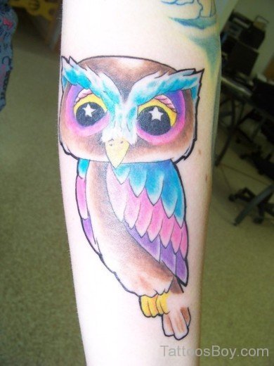 Colourful Owl Tattoo-Tb1079