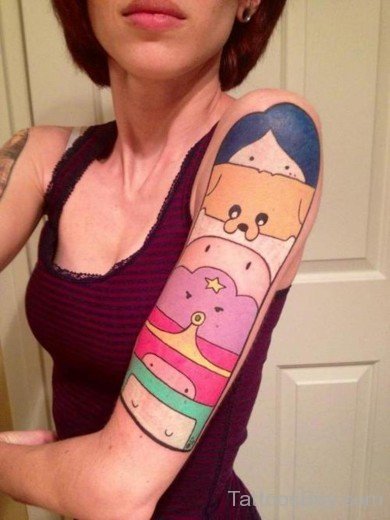 Crazy Cartoon Tattoo On Half Sleeve-Tb1081