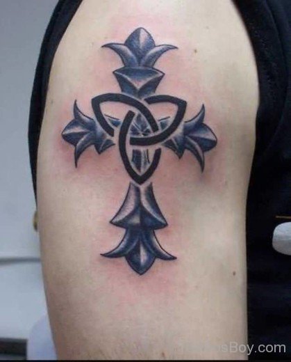 Cross And knot Tattoo On Shoulder-TB1041