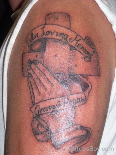 Cross And praying Hands Tattoo-TB1036