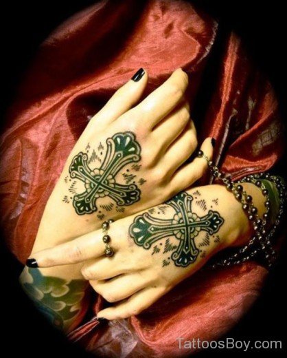 Cross Tattoo On Hand-TB1026