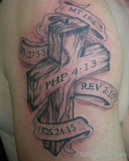 Cross Tattoo On Bicep-TB1052