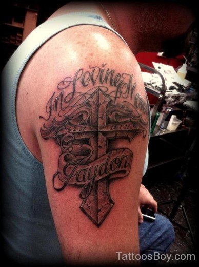 Cross Tattoo On Shoulder 147-TB1055