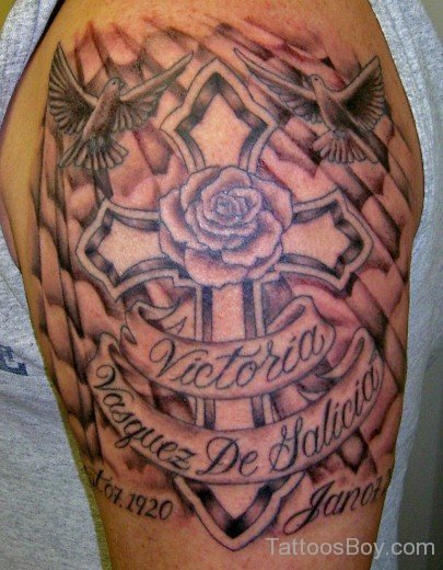 Cross Tattoo On Shoulder-TB1056