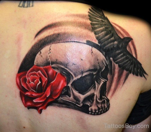 Crow And Skull Tattoo Design 45-TB117