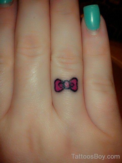 Cute Bow Tattoo on Finger-TB0127