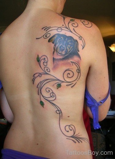 Cute Dog Tattoo On Back-TB1037