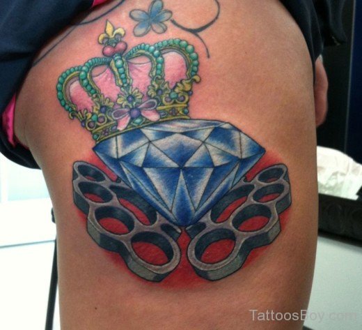 Diamond And Crown Tattoo Design-TB1042