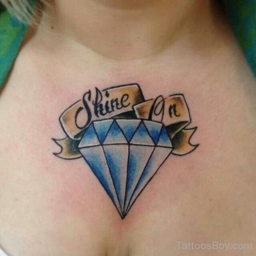 Diamond And Wording Tattoo On Chest-TB1051