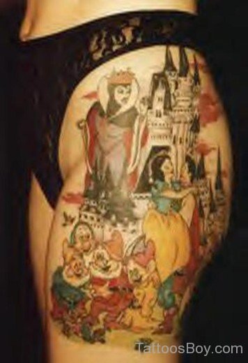 Disney Cartoon Tattoo On Thigh-Tb1086