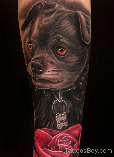 Dog And Rose Tattoo-TB1041